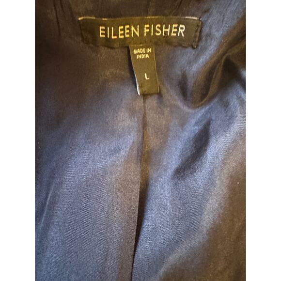 EILEEN FISHER 100% Silk Textured Cropped Jacket – Size L – Navy Blue - Picture 5 of 7